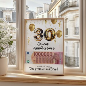 30th birthday money gift to print Poster to offer money for birthday First million 30 years
