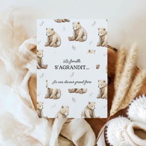 Family card: teddy bear, I'm going to be a big brother - Printable PDF