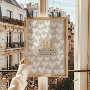 40th Birthday Printable Poster - 40 Reasons Why We Love You - Unique Birthday Gift - Party Decoration - Instant Download