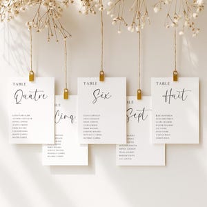 Cartes plan de table Mariage Champêtre Modèle éditable Canva Élégant et personnalisable à imprimer