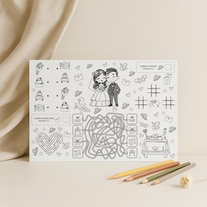 Jeux et coloriage pour enfants, Set d'activités Mariage à imprimer - Tapis de jeux PDF