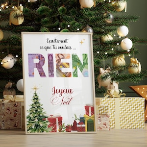 Regalo in denaro Niente, poster per biglietti da offrire a Natale da stampare