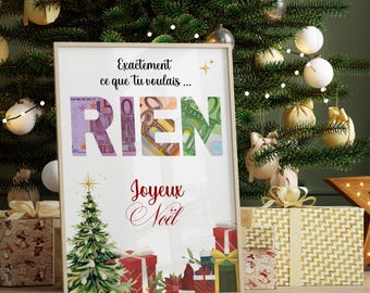 Geldgeschenk Nichts, Plakat für Eintrittskarten zum Verschenken zu Weihnachten zum Ausdrucken