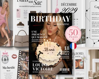 Magazine anniversaire personnalisable, Template Canva 50 pages, Cadeau original, Album souvenir à imprimer