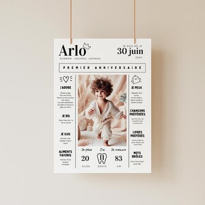 1st birthday poster in photo, First year poster - Customizable baby poster with Canva