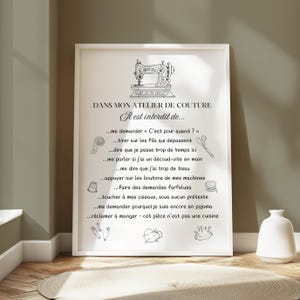 Las reglas de mi taller de costura Divertido póster de costura Regalo para costurera para imprimir