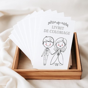 Livro de colorir de casamento para crianças, 20 páginas para imprimir, Livro de colorir de casamento elegante, Jogos de casamento para crianças em francês
