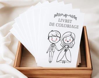 Livret de coloriage mariage pour enfants, 20 pages à imprimer, Livret élégant de coloriage mariage, Jeux enfants mariage en français