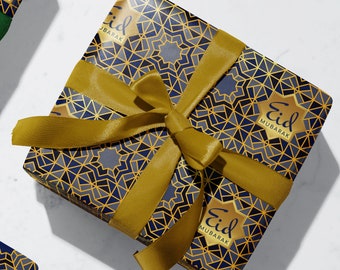 Eid Mubarak Wrapping Paper Gift Wrap Islamic Party Ramadhan - 2 Quality Sheets