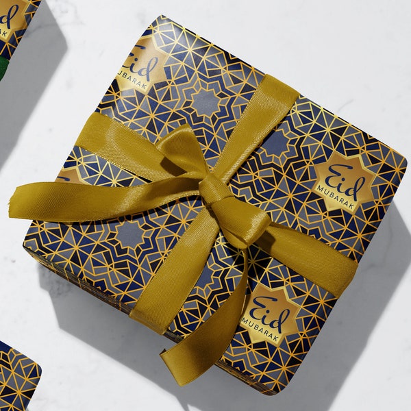 Eid Mubarak Wrapping Paper Gift Wrap Islamic Party Ramadhan - 2 Quality Sheets