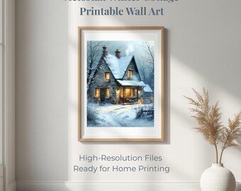 Arte de pared imprimible de cabaña de invierno victoriana 1.