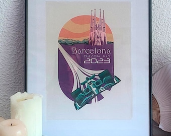 Poster Retro Formula 1 Barcelona // F1 // Regalo Retro//Personalizable