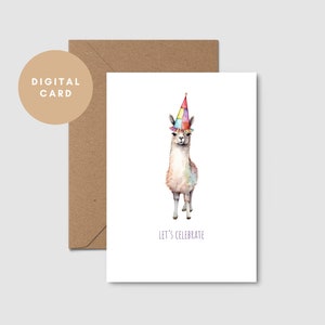 Llama Card // Celebration Card // Printable Birthday Card // Printable Greeting Card // Digital Download