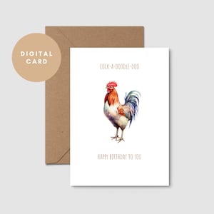 Cock-A-Doodle-Doo Birthday Card //  Happy Birthday Card // Rooster Card // Funny Birthday Card // Printable Card // Digital Download
