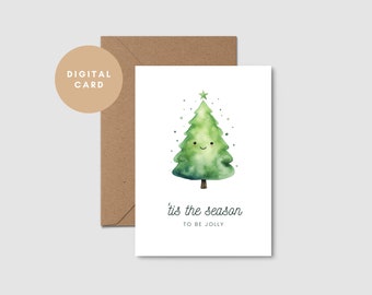 Merry Christmas Card // Christmas Tree Card // Cute Xmas Card // Happy Holidays Card // Printable Greeting Card // Digital Download