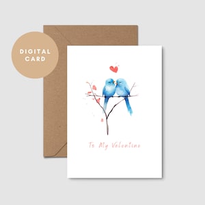 Birds-valentijnskaart // Relatiekaart // Romantische kaart // Liefdeskaart // Afdrukbare kaart // Digitale download
