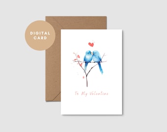 Birds Valentines Card //  Relationship Card // Romatic Card // Love Card // Printable Card // Digital Download