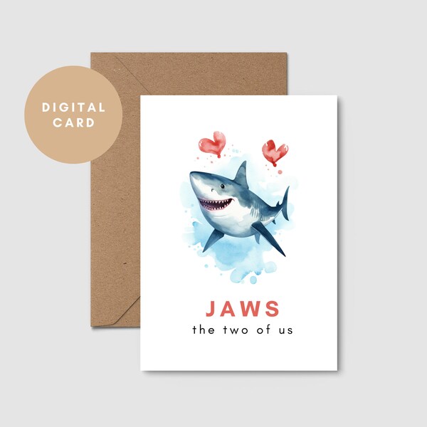 Jaws The Two Of Us // Valentines Card // Shark Card // Relationship Card // Romatic Card // Love Card // Printable Card // Digital Download