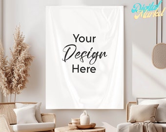 Boho Wandteppich Mockup vertikaler Wandteppich Mockup gestaltet Lager PSD Datei Smart Objekt Boho Mockup Sofortiger Download Minimalistisches digitales Mockup