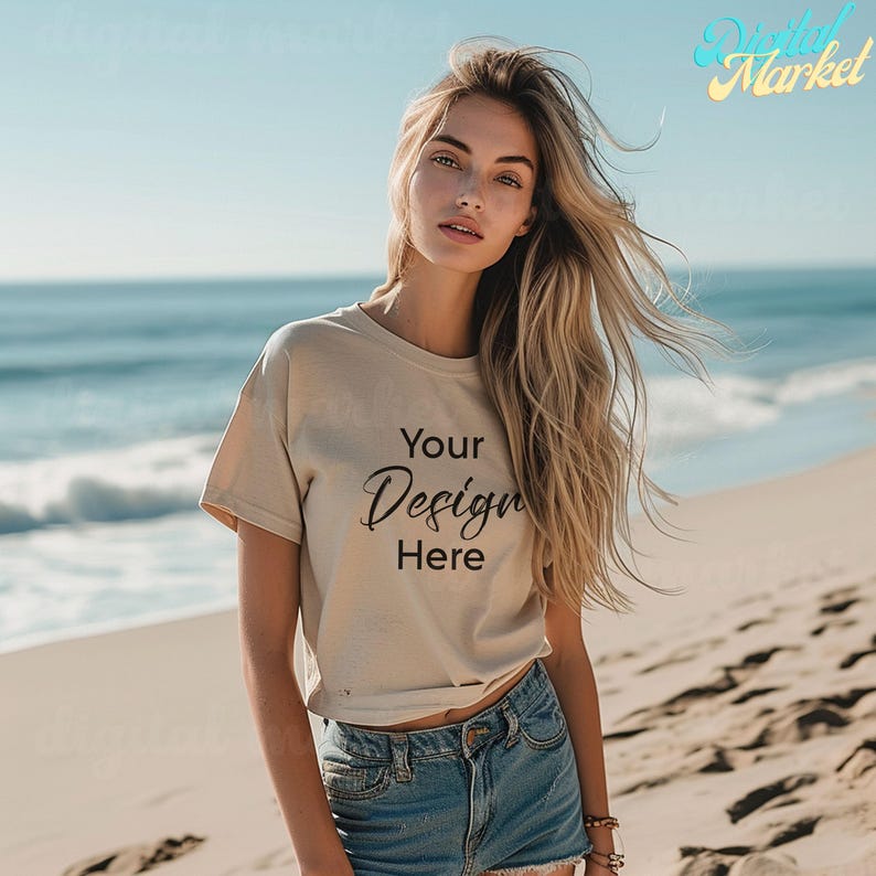 Summer Shirt Mockup, Mockup Bundle of 30, Beach Lifestyle Mockup Photos, Summer Lifestyle Mockup, Female Model, High Quality Image image 6