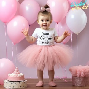 Erster Geburtstag Fotoshooting Mockup, Bella und Canvas 3001T Mockup, Fotoshooting Mockup, Mädchen Shirt Mockup, Kleinkind Tshirt Mockup, 3001T Mockup