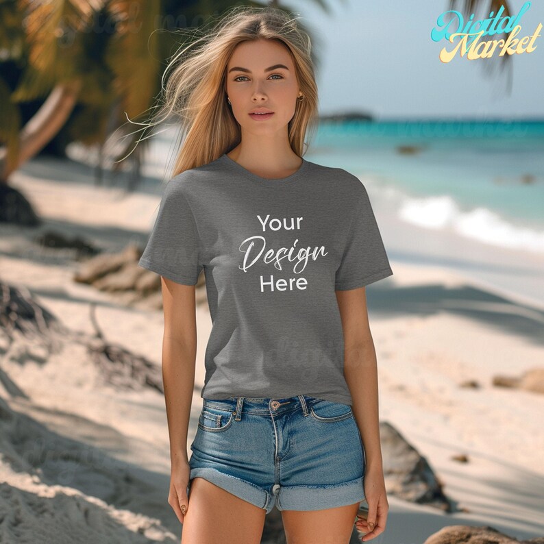 Summer Shirt Mockup, Mockup Bundle of 30, Beach Lifestyle Mockup Photos, Summer Lifestyle Mockup, Female Model, High Quality Image image 5
