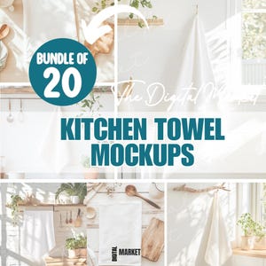 Maqueta de paño de cocina, paquete de maquetas de paños de cocina, maqueta digital de toalla de mano, maqueta de ropa de cocina, maqueta en blanco de paño de cocina