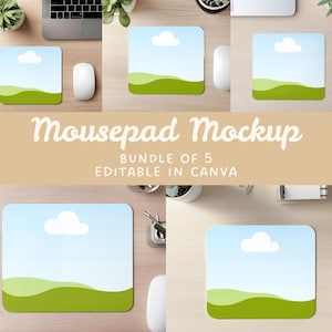Mousepad Mockup Canva Template, Schreibtischmatt Mockup Bundle, Bearbeitbar in Canva Ziehen und ablegen Mockup, abgerundetes kleines Mauspad Digital Mockup