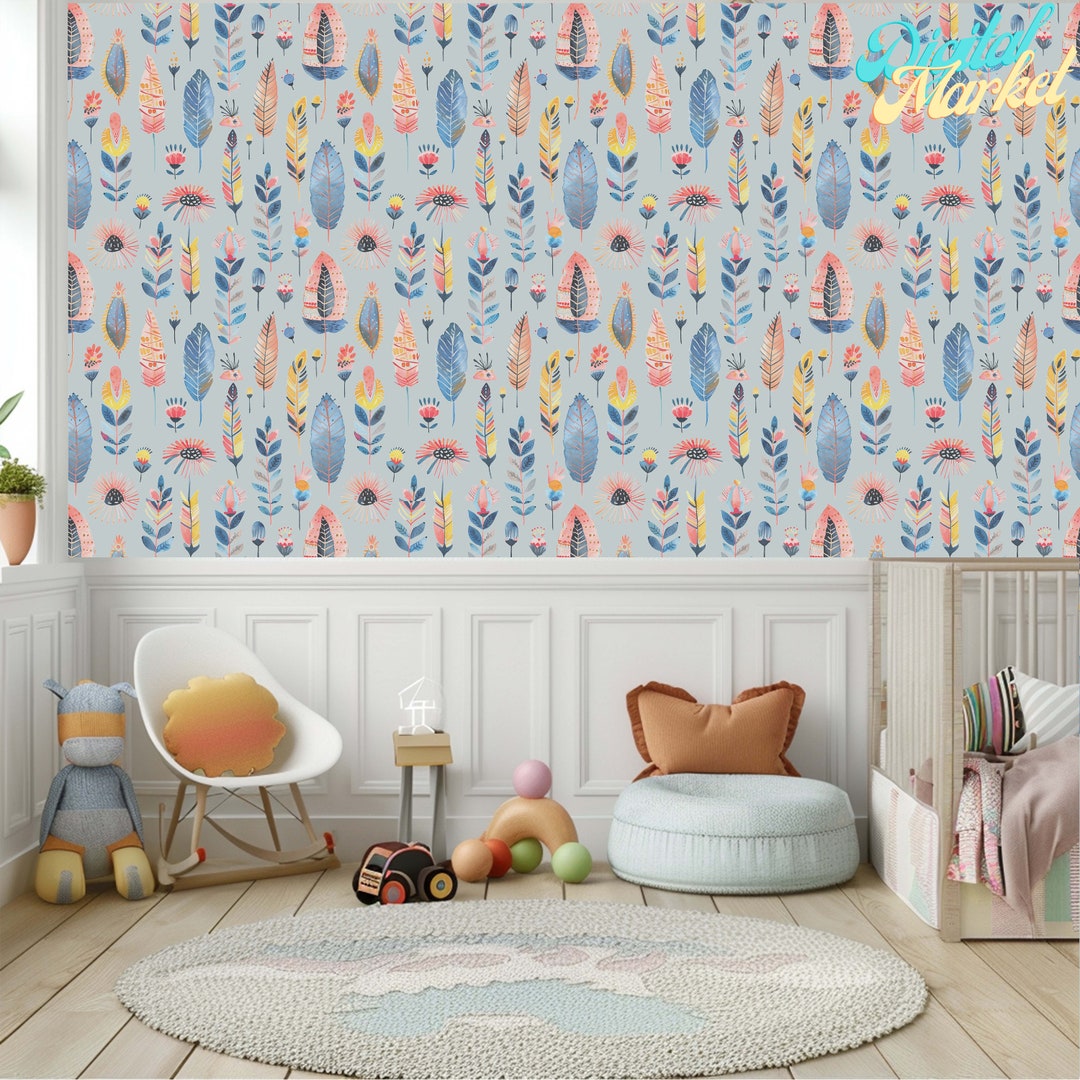 PSD Wallpaper Mockup, Boho Interior Mock up for Wall, Boho Interior