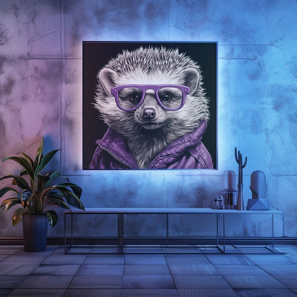 Hip Hedgehog Digital Wall Art, Hedgehog Gaming Room Decor , Spiny Animal Instant Art Download Hedgehog Printable Art, Unique Gift for Friend