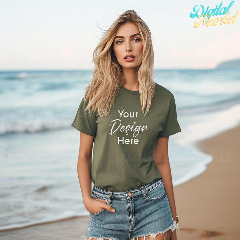 Summer Shirt Mockup, Mockup Bundle of 30, Beach Lifestyle Mockup Photos, Summer Lifestyle Mockup, Female Model, High Quality Image image 3