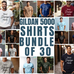 Gildan 5000 Mockup Male Mockup Bundle, 5000 Shirt Bundle, Gildan Model Mockups, Whole Section Bundle, Tshirt Mockup High Quality Photos