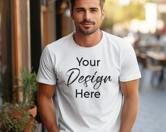 Gildan White Shirt Mockup, Male Tshirt Mockup, Styled Shirt Mockup, Fall Mockup, Unisex Tee Mock, White T-Shirt Mockup, White Tshirt mockup