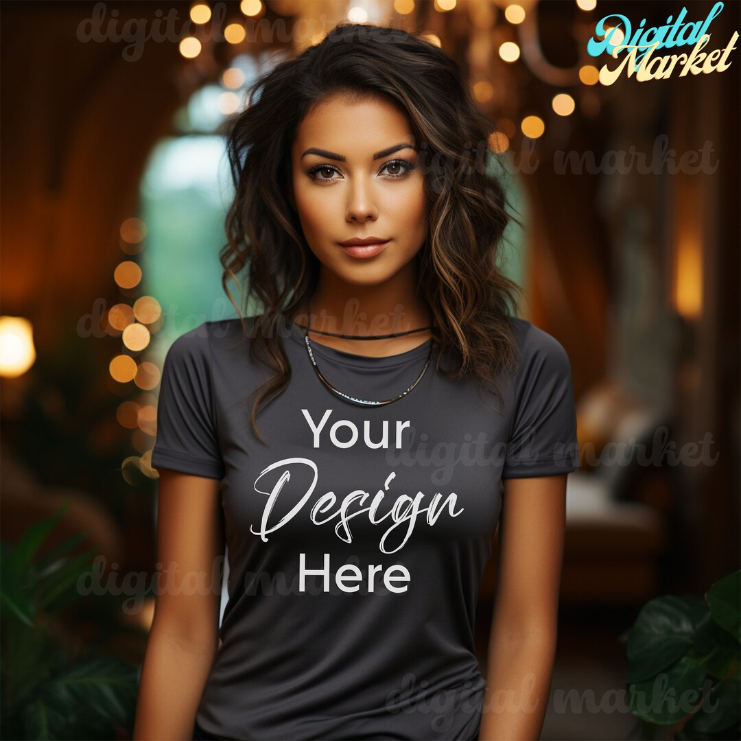 Bella Canvas 3001 Dark Grey T Shirt Model Mockup, Grey T-shirt Mock Up ...