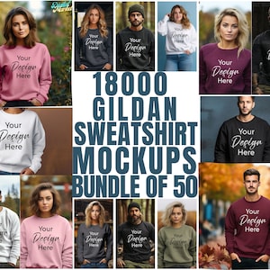 Lot de maquettes Gildan 18000, Lot Gildan 18000, Maquettes de pull Gildan, Lot de sections entières de maquette de sweat-shirt Gildan, Maquettes style de vie