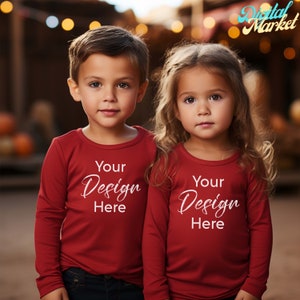 Red Rabbit Skins 3302 Toddler Long Sleeve Mockup, Modern Mockup, Toddler Mockup, Sweater Toddler, Red 3302, Sibling Mockup