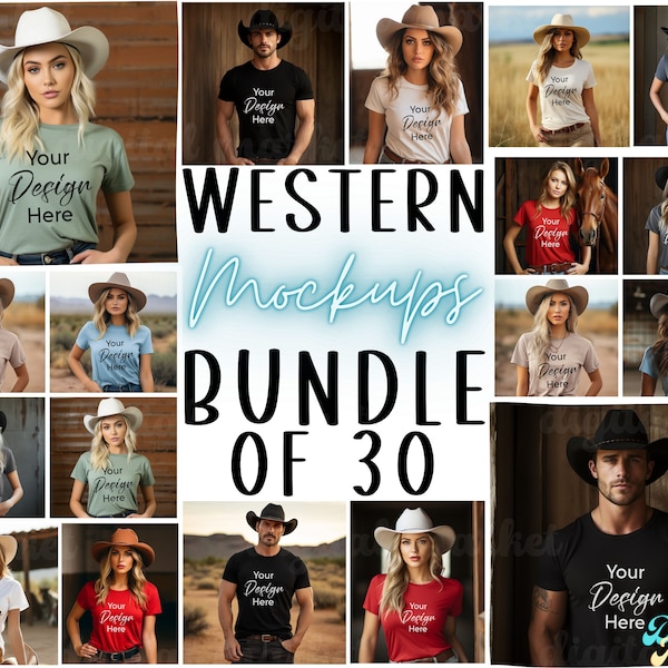 Western Mockups Bundle, 3001 Mockups, 1717 Mockups, Country Western Mockup Bundle, Cowgirl Mockups, Cowboy Mockups, Western Tshirt Mockup