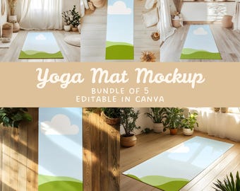 Yoga Mat Canva Template, Workout Mat Mockup Bundle, Editable in Canva Drag and Drop Mockup, Fitness Gym Mat Mockup, Pilates Mat Mockup