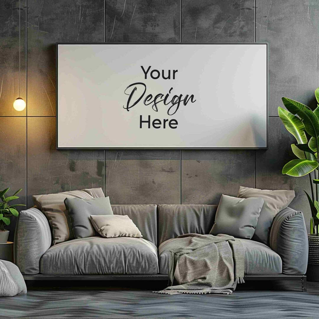 Blank Landscape Canvas Mockup, Minimalist Wall Art in Modern Living