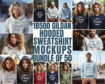 Gildan 18500 Mockup Bundle, Gildan 18500 Bundle, Gildan Hoodie Mockups, Gildan Mockup Whole Section Bundle, Lifestyle Mockups, Modern Mockup