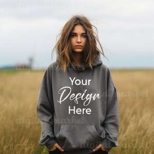 Dark Grey Heather Hoodie Mockup, 18500 Mockup, Dark Grey Heather 18500, Gildan Hoodie Mockup, Dark Grey Heather Mockup, Dark Grey Mockup