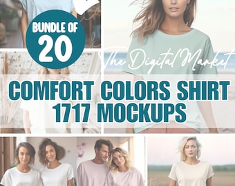 Comfort Colors Mockup Bundle, Bundle of 20 Comfort Colors Tshirts,  C1717 Shirt Mockup Collection, Ultimate Trendy Shirt Mockup Bundle