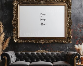 Vintage Luxury Interior Ornate Frame Mockup, Contemporary Style Mockup, Parisian Interior Mockup, PSD Frame Template, Canva Frame Mockup
