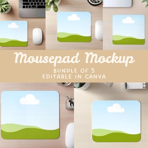 Mousepad Mockup Canva Template, Deskmat Mockup Bundle, Editable in Canva Drag and Drop Mockup, Rounded Small Mouse Pad Digital Mockup