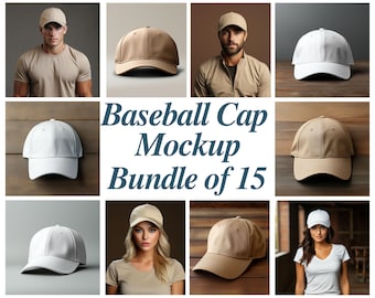 Paquete de maquetas de gorras de béisbol, maquetas de gorras deportivas, maquetas de gorras de béisbol, plantillas de gorras de béisbol, maquetas de Canva