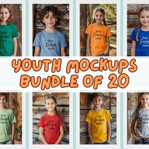 Youth Model Mockup Gildan 5000B, Kids Shirt Mockup Bundle, Toddler Shirt Mockup Bundle, Child Shirt Mockup, Kids Mockup Bundle