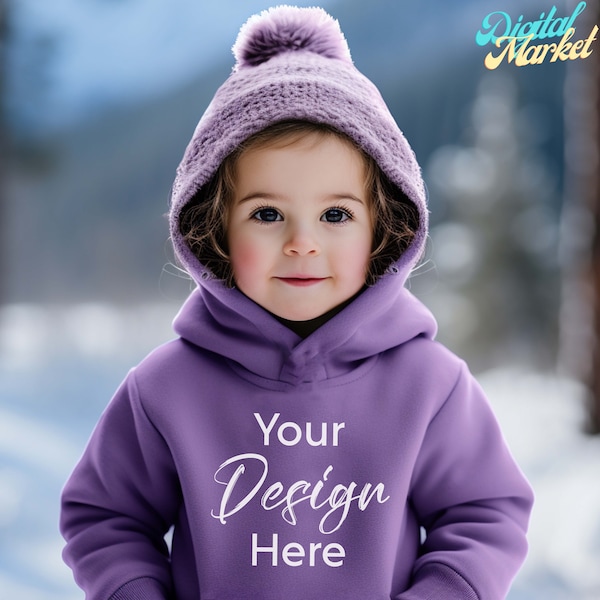 Rabbit Skins 3326 Purple Hoodie Mockup, Toddler Hoodie Sweatshirt, Rabbit Skins Mockup, Hoodie Mockup, Winter Mockup