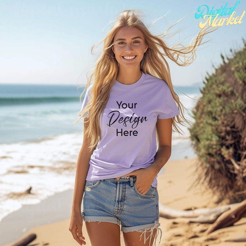 Summer Shirt Mockup, Mockup Bundle of 30, Beach Lifestyle Mockup Photos, Summer Lifestyle Mockup, Female Model, High Quality Image image 7