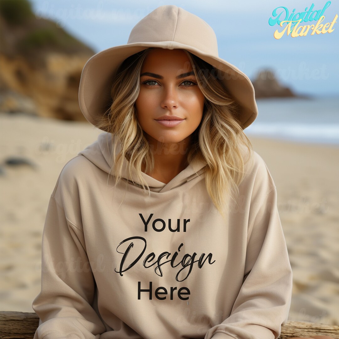 Gildan 18500 Sand Hoodie Mockup, Gildan Hoodie Mock Up, Sand Hoodie