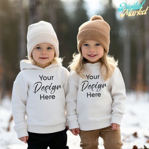 White Rabbit Skins 3326 Hoodie Mockup, Winter Mockup, Toddler Pullover Fleece Hoodie, Toddler Hoodie Mockup, Rabbit Skins 3326, 3326 Mockup